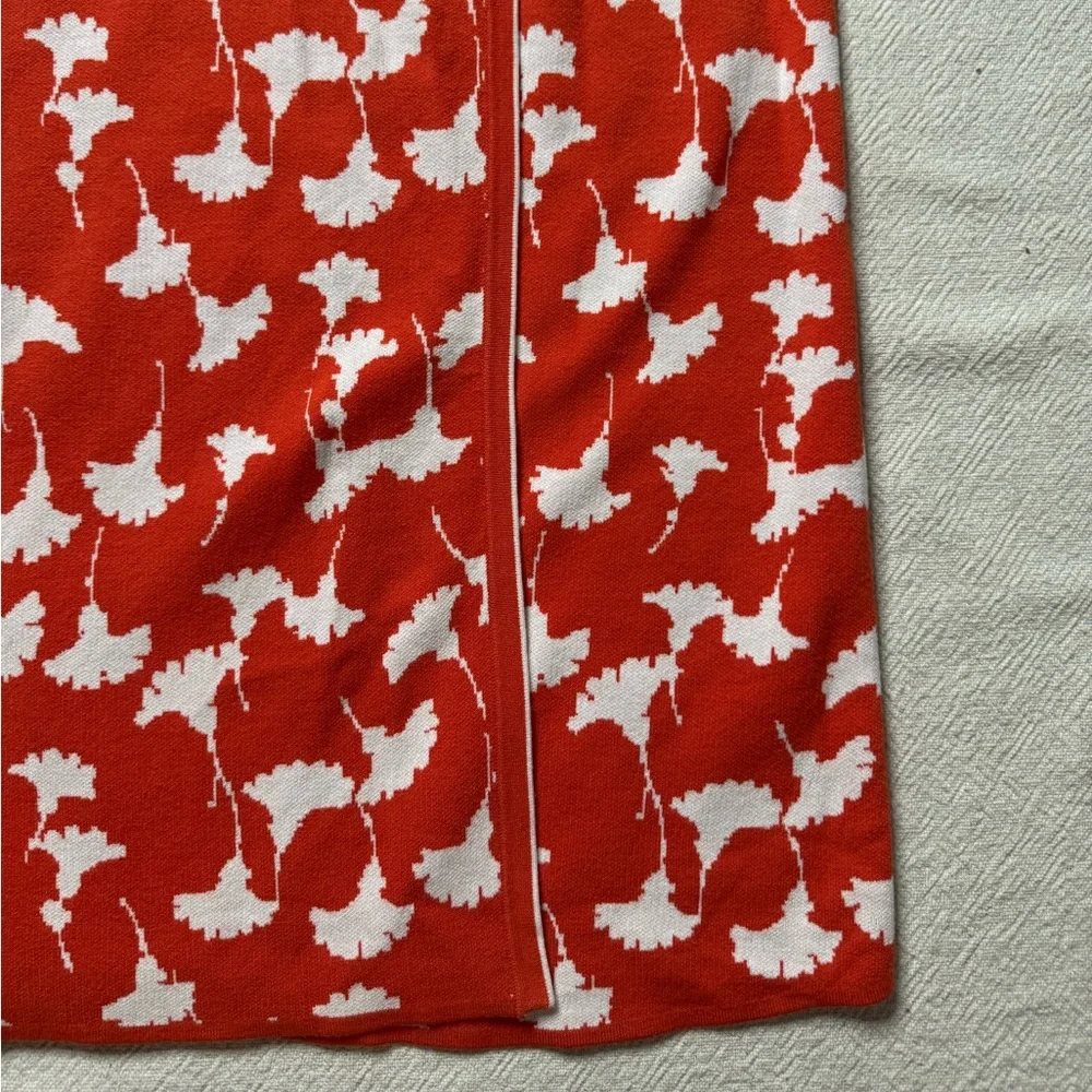 DVF for Target Orange Floral Ginko Print Jersey Knit Wrap Midi Dress S Preppy - Picture 3 of 9